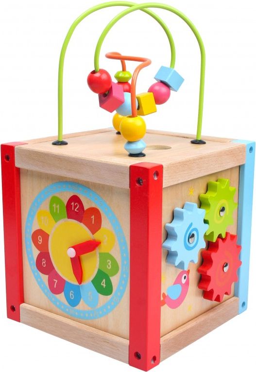 Dřevěná edukační kostka, Baby Mix, střední Sorter hodiny s počítadlem - obrázek 2