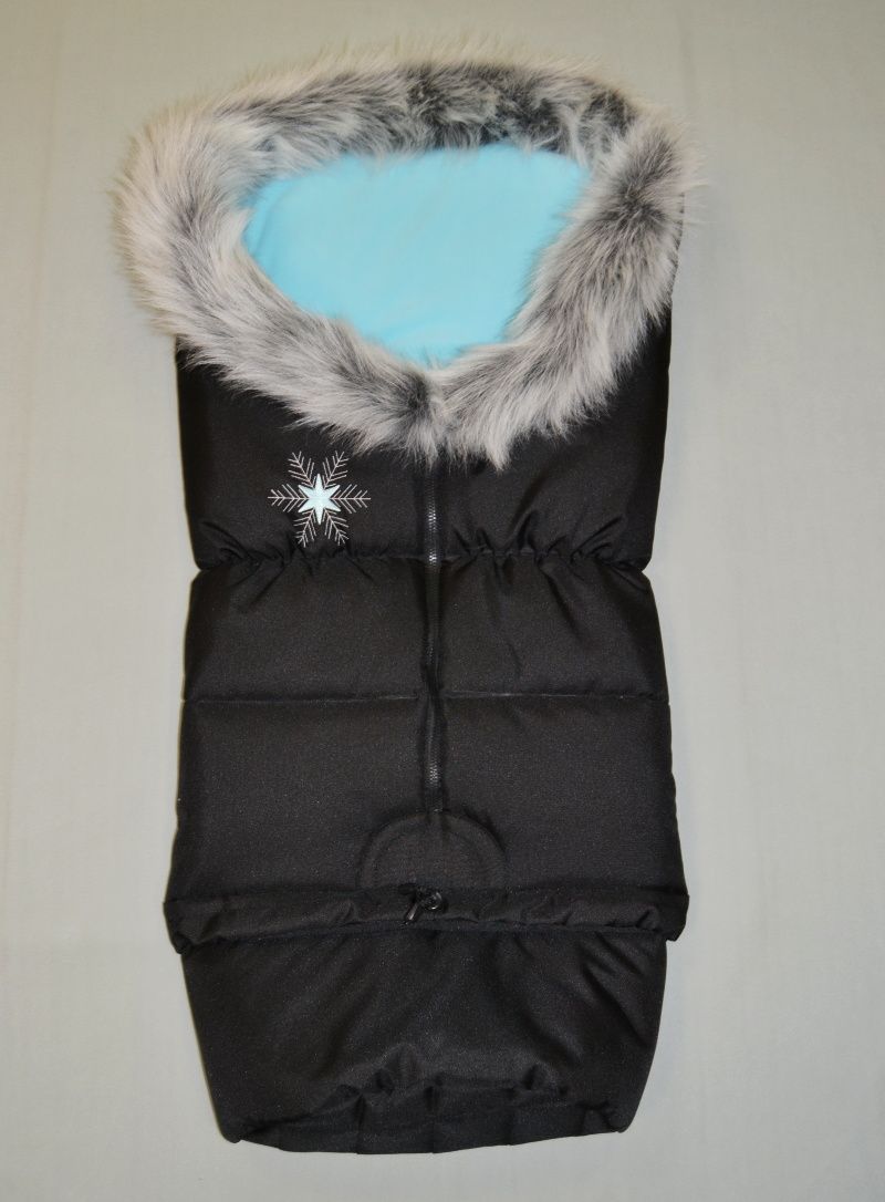 Dětský fusak do kočárku s kožešinou, Dětský svět, winter bag Eskymo tyrkysový - obrázek 1