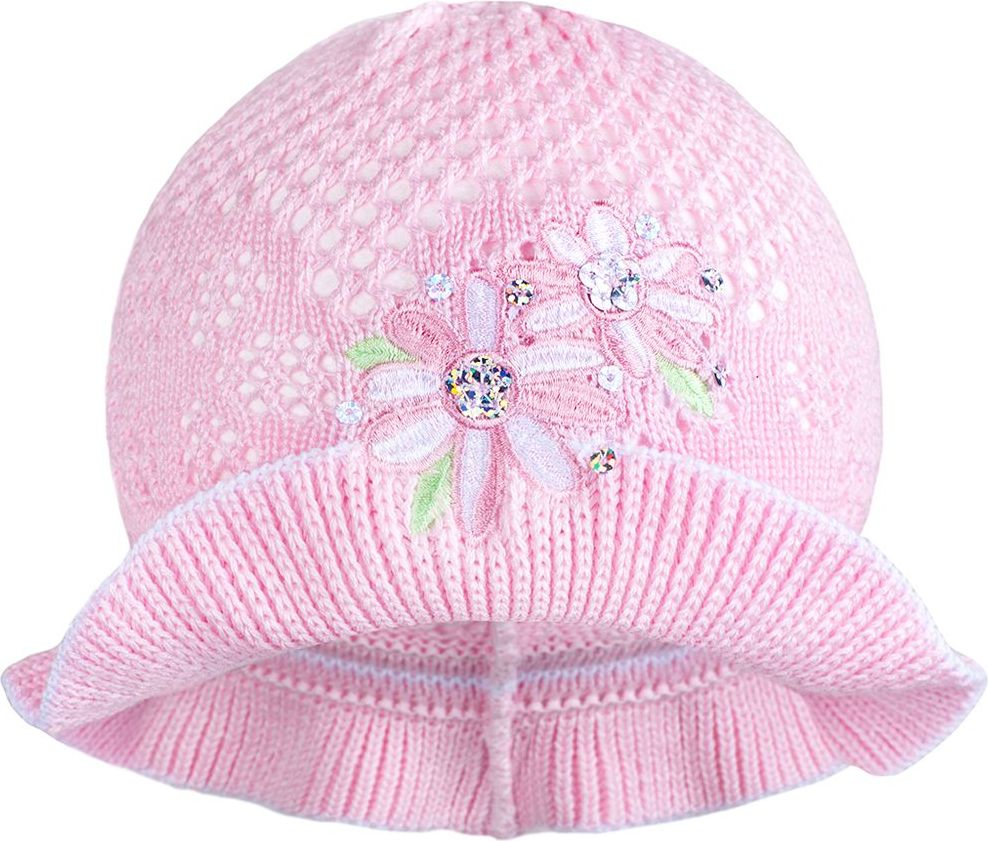 NEW BABY Pletený klobouček New Baby růžovo-bílý - Pletený klobouček New Baby růžovo-bílý - obrázek 1