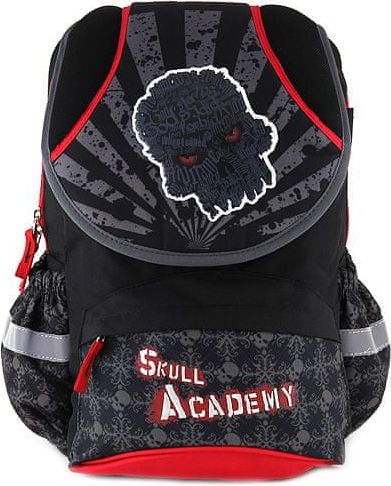 Target Školní batoh , Skull Academy, červené zipy - obrázek 1