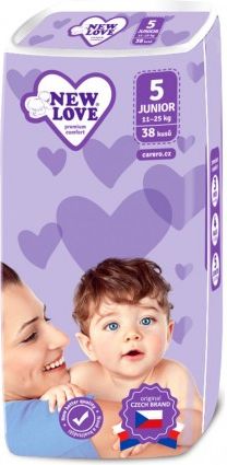 MEGAPACK Dětské jednorázové pleny New Love Premium comfort 5 JUNIOR 11-25 kg 5x38 ks, Bílá - obrázek 1