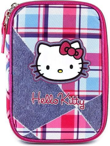 Hello Kitty Školní penál s náplní , jednopatrový, motiv jeans - obrázek 1