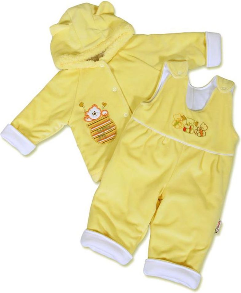 NEW BABY Kojenecká zimní souprava New Baby medvídek žluto-bílá - 62 (3-6m) - obrázek 1