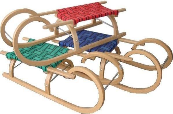 Plastkon Plastkon Sáně dřevěné s popruhy 95 cm zelená rohačky - obrázek 1
