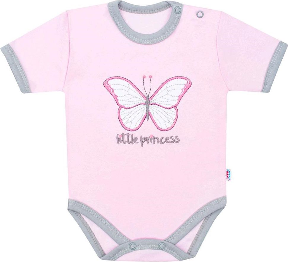 NEW BABY Kojenecké bavlněné body s krátkým rukávem New Baby Little Princess Růžová 80 (9-12m) - obrázek 1