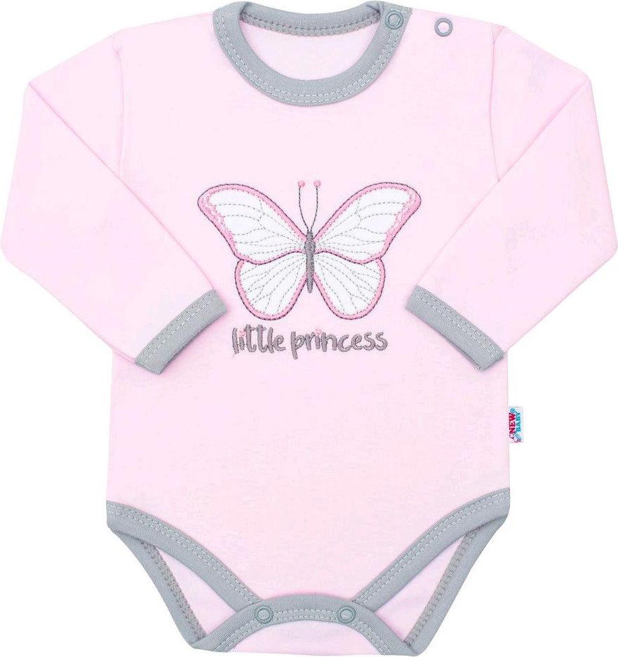NEW BABY Kojenecké bavlněné body s dlouhým rukávem New Baby Little Princess Růžová 86 (12-18m) - obrázek 1