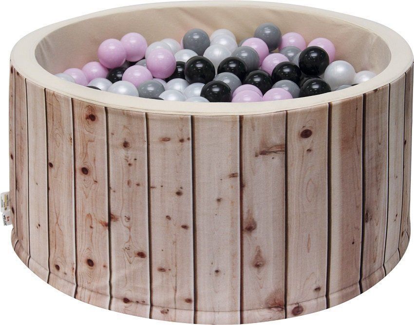 iMex Toys 3201 Suchý bazén s míčky imitace dřeva růžový - obrázek 1