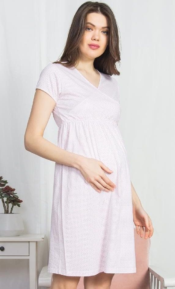 Vienetta Dámská noční košile mateřská Marika barva bílá/růžová, velikost L. - obrázek 1