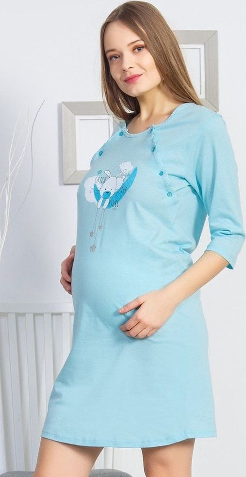 Vienetta Dámská noční košile mateřská Králík barva azurová, velikost L. - obrázek 1