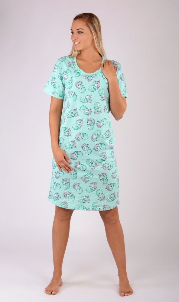 Vienetta Dámská noční košile mateřská Méďa s polštářem barva azurová, velikost XXL - obrázek 1