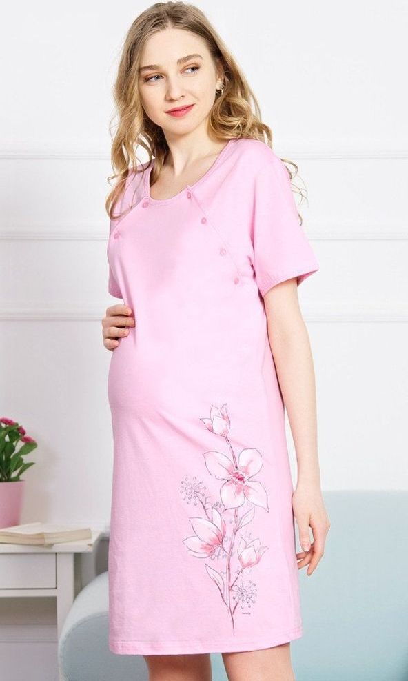 Vienetta Dámská noční košile mateřská Kateřina barva světle růžová, velikost S. - obrázek 1