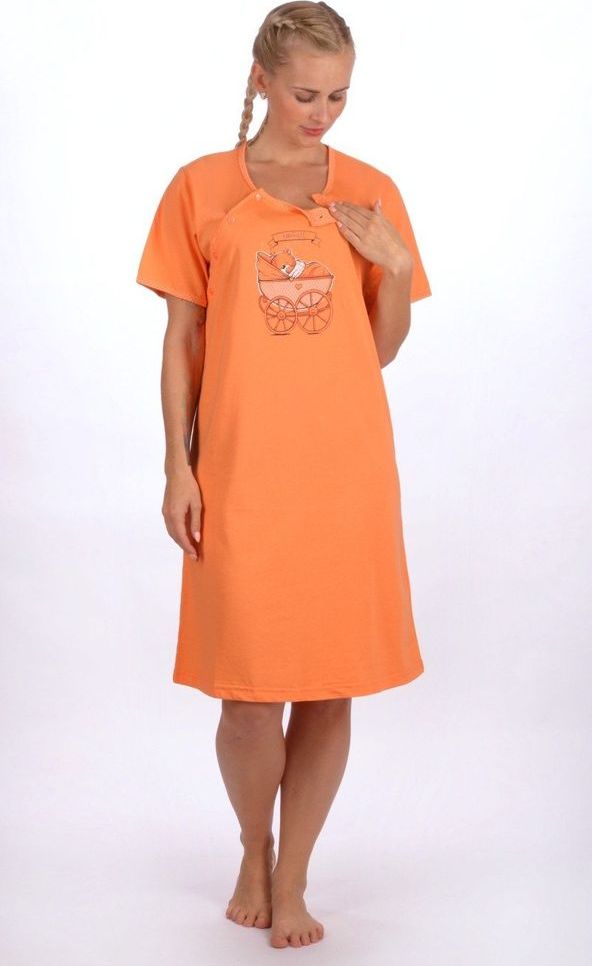 Vienetta Dámská noční košile mateřská Kočárek barva oranžová, velikost M - obrázek 1
