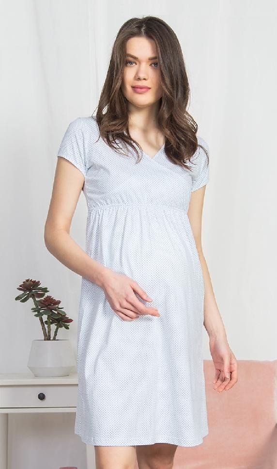 Vienetta Dámská noční košile mateřská Marika barva bílá/azurová, velikost XL. - obrázek 1