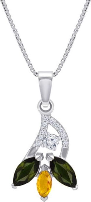 Eppi Stříbrný náhrdelník s turmalíny a zirkony Aloma P38087 - obrázek 1