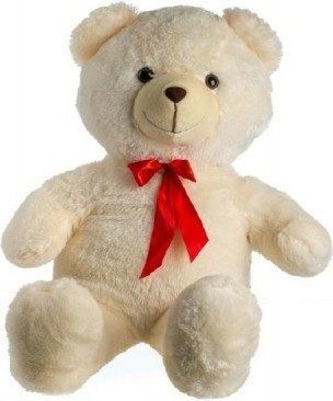 Teddies Medvěd plyš 100cm s mašlí béžový 0+ - obrázek 1