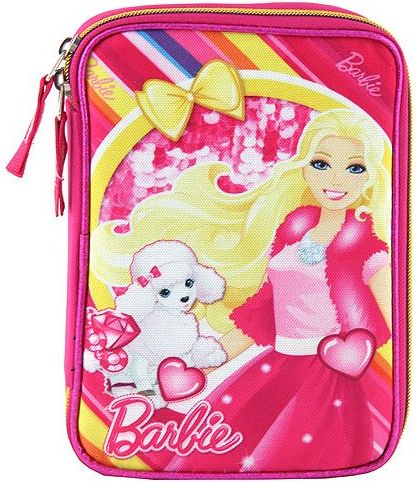 Barbie Školní penál s náplní Target, s pejskem, barva růžová - obrázek 1