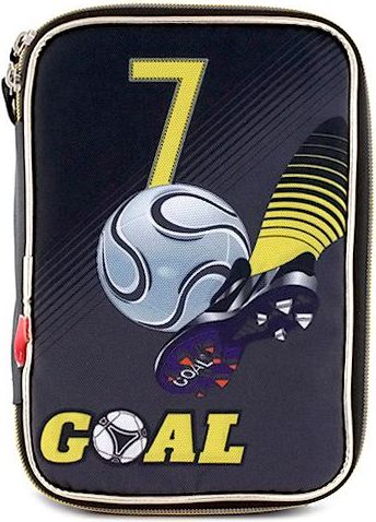 Školní penál s náplní Goal, jednopatrový, černý - obrázek 1