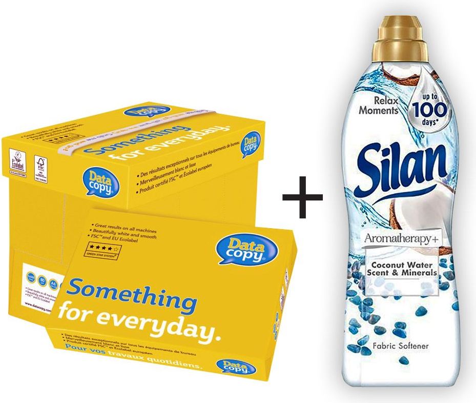 Papír kopírovací Data Copy A4 80g 500 listů/25bal + aviváž Silan Water Mineral Coconut 900 ml - obrázek 1