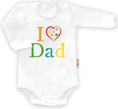 Baby Nellys Baby Nellys Body dlouhý rukáv vel.74, I love Dad - bílé - obrázek 2