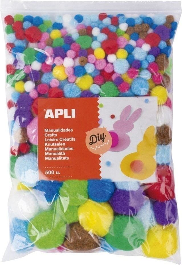 Apli Pom pom mix velikostí a barev / 500 ks JUMBO - obrázek 1
