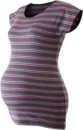 Jožánek PETRA- Pruhované těhotenské tričko, šedo-růžové L/XL - obrázek 1