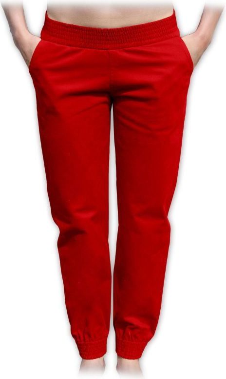 Jožánek DANIELA- volné těhotenské kalhoty z denimu, ČERVENÉ L/XL - obrázek 1