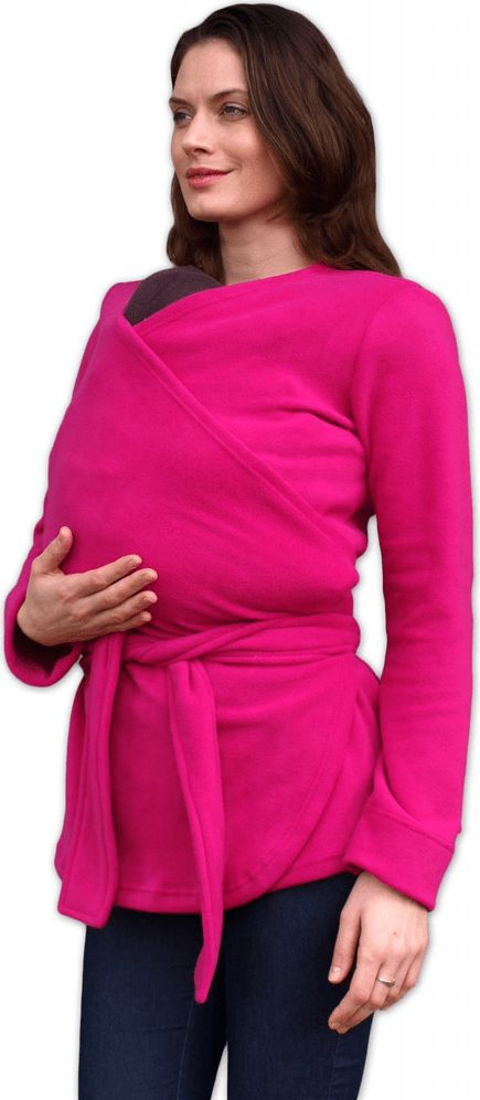 Jožánek ZINA- těhotenský a nosící zavinovací fleecový kabátek, SYTĚ RŮŽOVÁ L/XL - obrázek 1