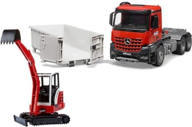 Bruder Mercedes Benz Arocs kontejner s minibagrem - obrázek 1