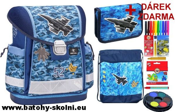 Školní aktovka Belmil 403-13 Stíhačka Military 3 dílný set - Doprava Zdarma - obrázek 1