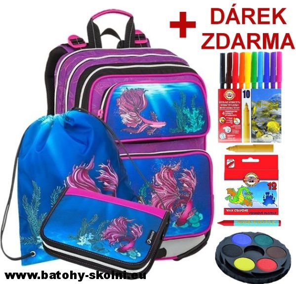 Školní batoh Mořský svět 3 dílný set Bagmaster GALAXY 9 C - Doprava Zdarma - obrázek 1