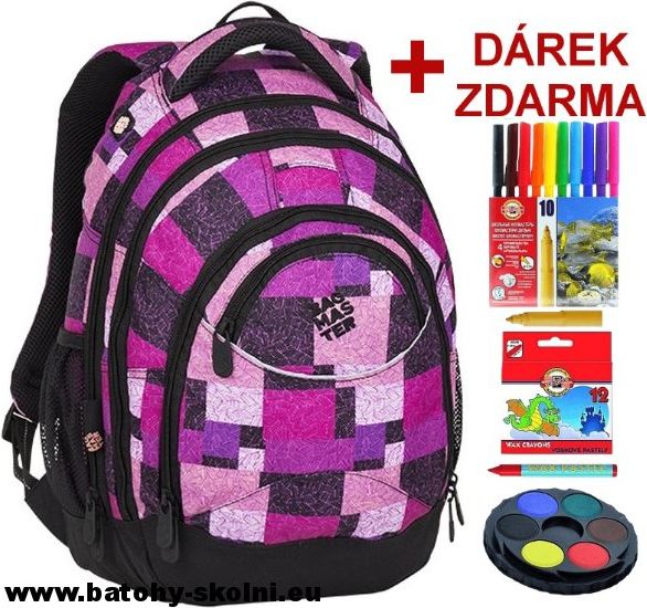 Školní batoh Bagmaster káro Energy 8 D - Doprava Zdarma - obrázek 2