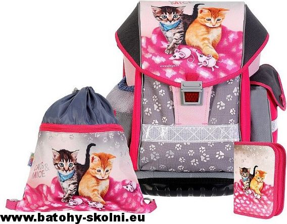 Školní batoh Emipo Ergo Two Cats a Mice kočičky 3 dílný set - Doprava Zdarma - obrázek 1