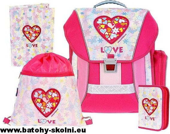 Školní batoh Emipo 4 dílný set Love srdce - Doprava Zdarma - obrázek 1
