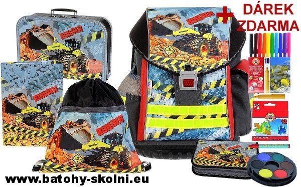 Školní batoh Emipo Ergo Two Builder bagr 5 dílný set - Doprava Zdarma - obrázek 1