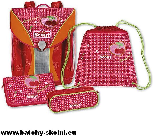 Školní batoh Scout Nano 4 dílný set Třešně - Doprava Zdarma - obrázek 1