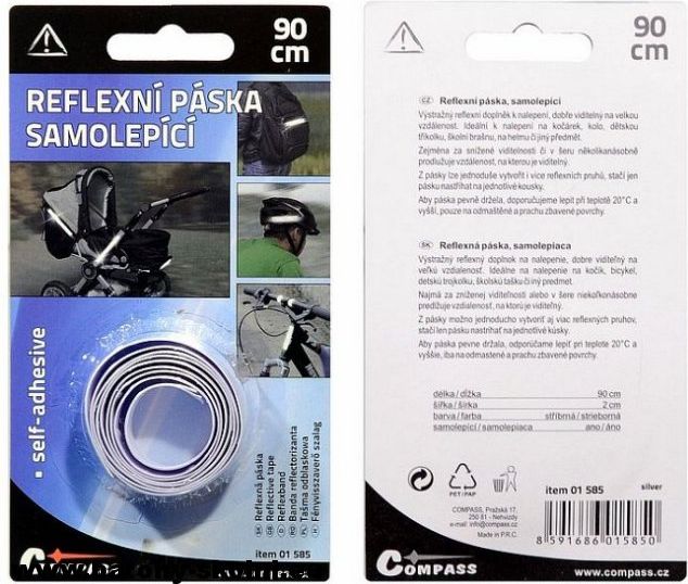 Výstražná samolepicí reflexní páska 90 cm stříbrná - obrázek 3