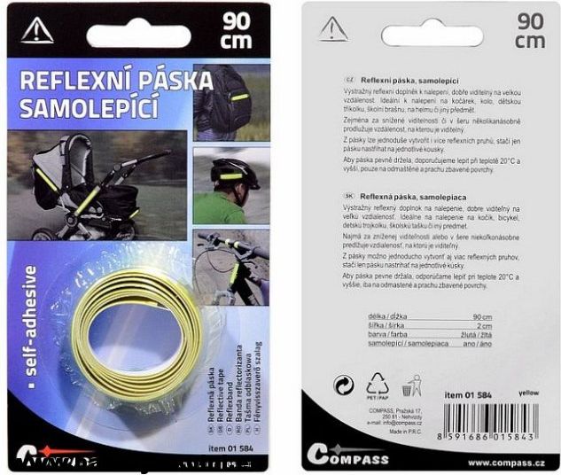Výstražná samolepicí reflexní páska 90 cm žlutá - obrázek 3