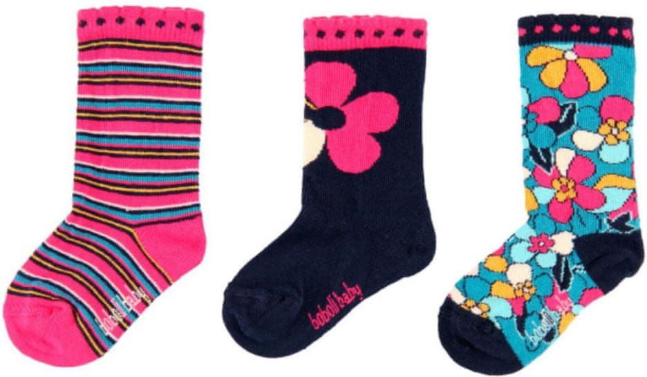 Boboli dívčí sada tří párů ponožek 19 - 21 růžová/modrá - obrázek 1