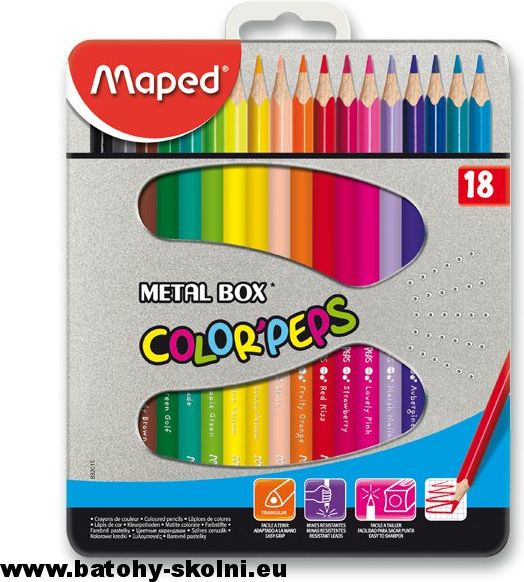 Školní pastelky Maped metal Box 18 ks barev - obrázek 1