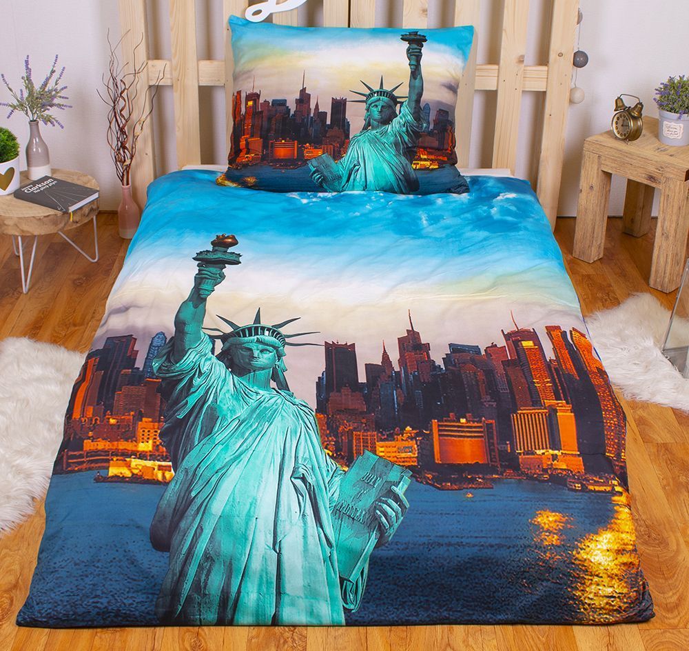 TopProsteradla.cz 3D povlečení 140x200 + 70x90 - Socha svobody - obrázek 1