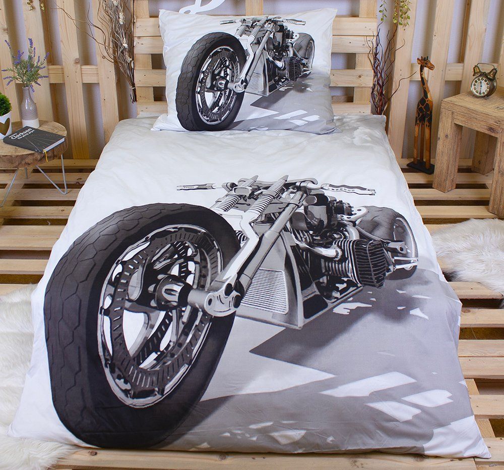 TopProsteradla.cz 3D povlečení 140x200 + 70x90 - Silver chopper - obrázek 1