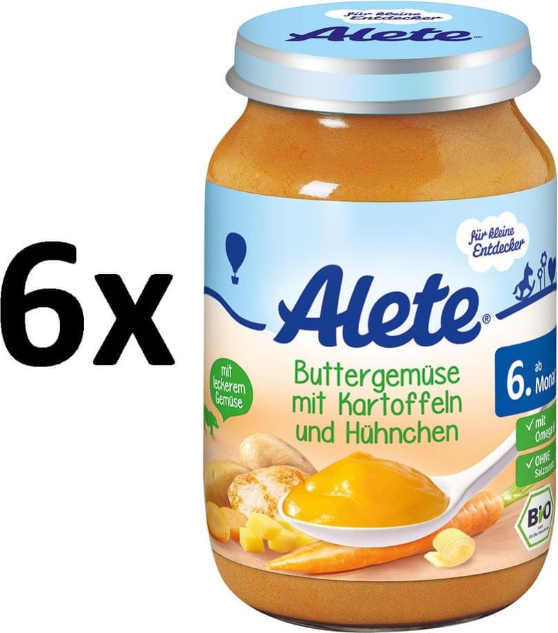 ALETE BIO Brambory s kuřecím masem a mrkví - 6x190g - obrázek 1