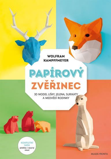 Papírový zvěřinec - 3D model lišky, jelena, surikaty a medvědí rodinky - obrázek 1