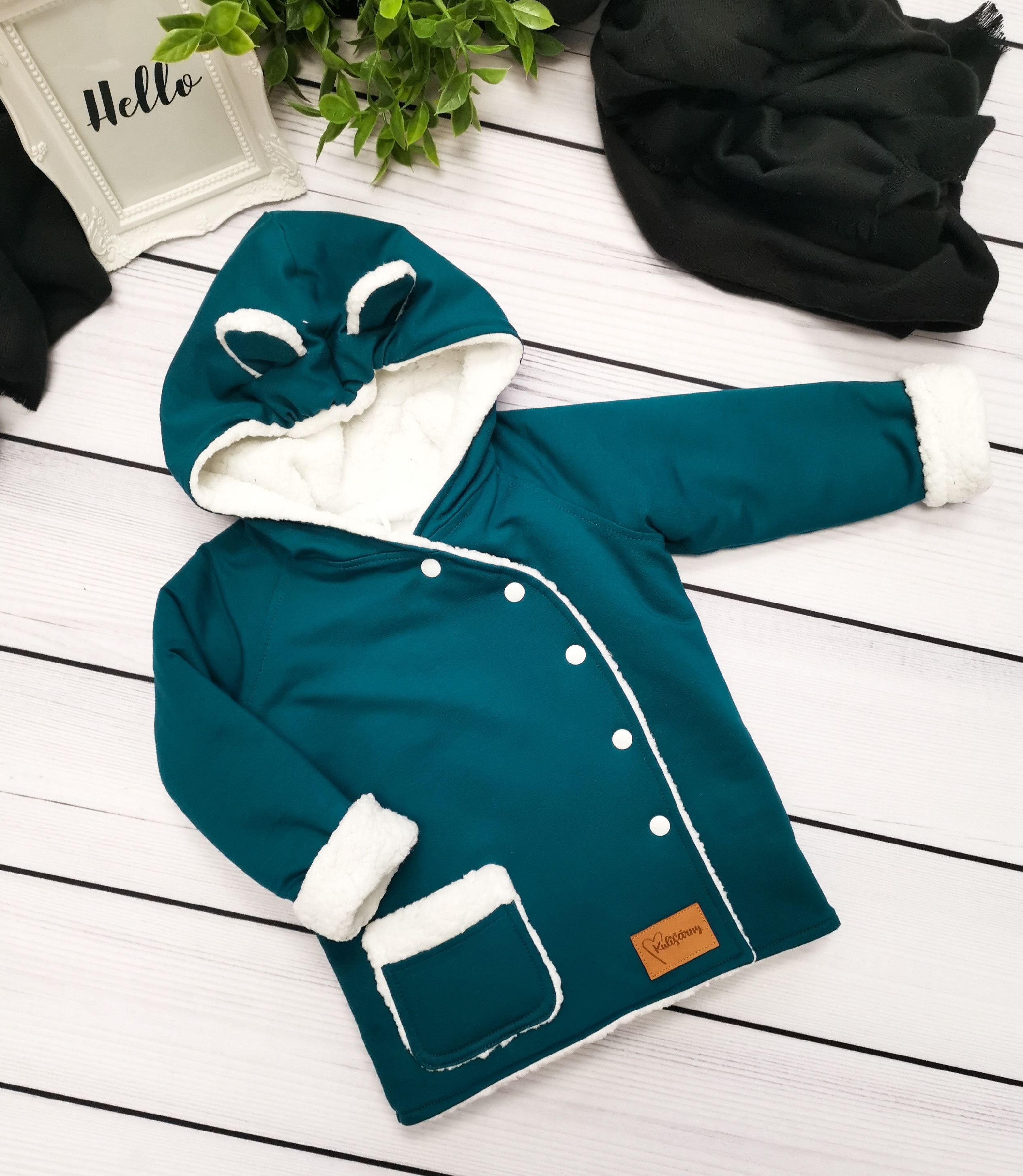 Kulišárny (handmade) Kabátek zimní ,,TEAL,, VELIKOST: 74-80 - obrázek 1
