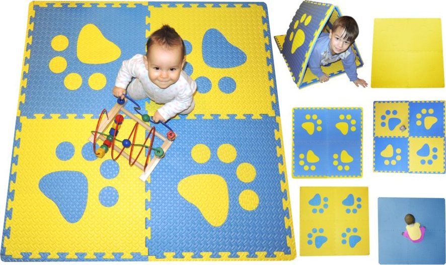 Pěnový BABY koberec s okraji - modrá,žlutá - obrázek 1