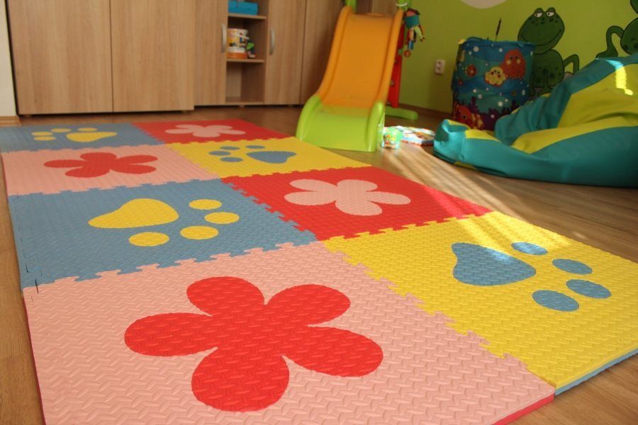 Pěnový BABY koberec s okraji - modrá,žlutá - obrázek 2