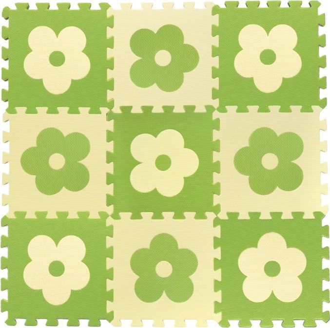 Pěnové BABY puzzle Zelené kytičky Z (29,5x29,5) - obrázek 1