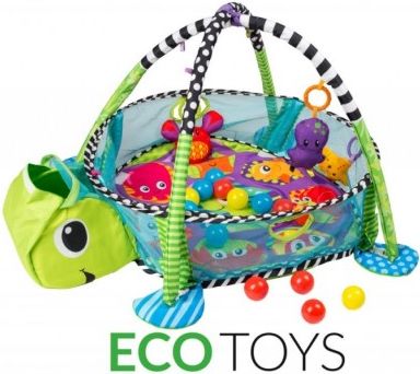 Vzdělávací hrací deka s 30 míčky ECO TOYS - Želvička - obrázek 1