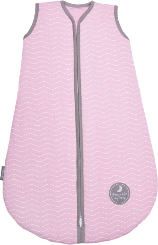 Natulino dětský letní spací pytel pro miminko, NATURAL PINK WHITE WAVES / WARM GREY, 1vrstvý, N (0 - 3 měsíce) - obrázek 1