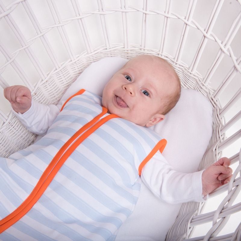 Natulino dětský spací pytel pro miminko, BLUE STRIPES / ORANGE, 2vrstvý, S (0 - 6 měsícŮ) - obrázek 2